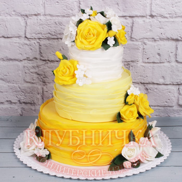 Свадебный торт "Изящный желтый " 1800 руб/кг